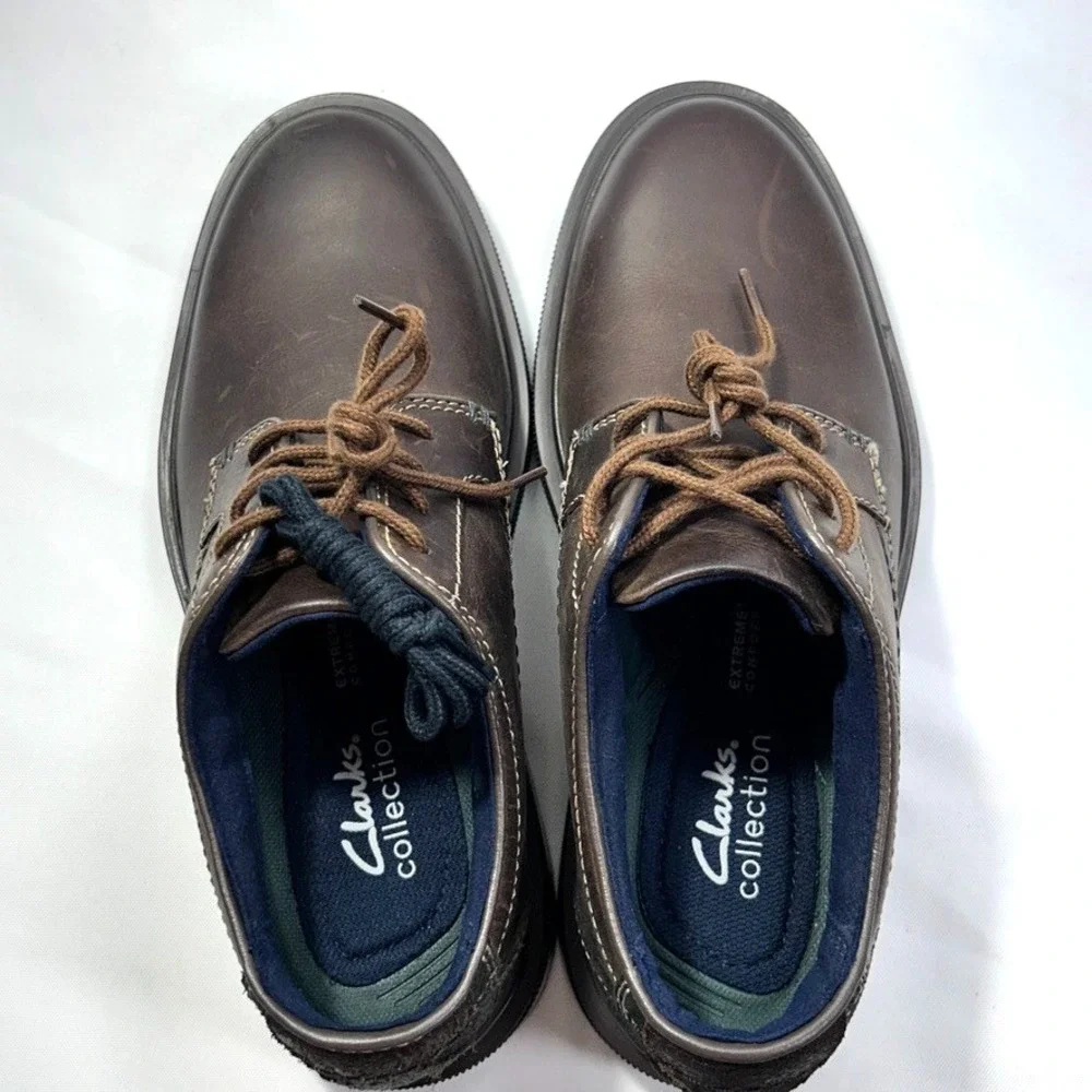 Clarks Burchill Derby Bees Wax‎ Leather Men's Brown US 7M